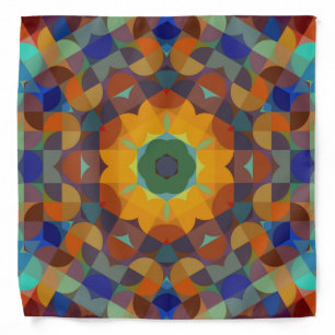 Retro Mandala Flower Orange Blue and Green Bandana