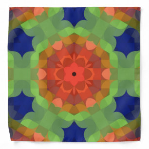 Retro Mandala Flower Orange Green and Blue Bandana