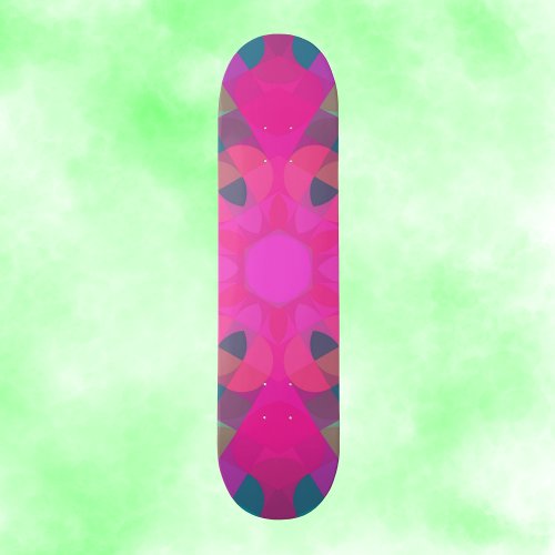 Retro Mandala Flower Pink and Blue Skateboard