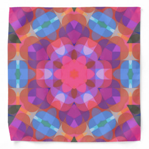 Retro Mandala Flower Pink Blue and Purple Bandana