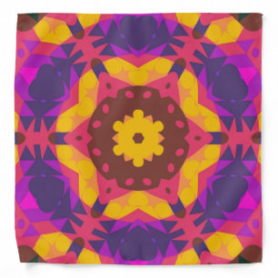 Retro Mandala Flower Pink Purple and Yellow Bandana