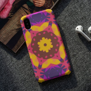 Retro Mandala Flower Pink Purple and Yellow iPhone 11 Case