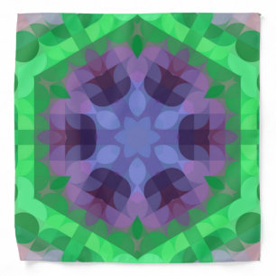 Retro Mandala Flower Purple and Green Bandana