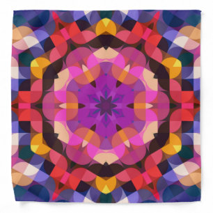 Retro Mandala Flower Purple Pink and Yellow Bandana