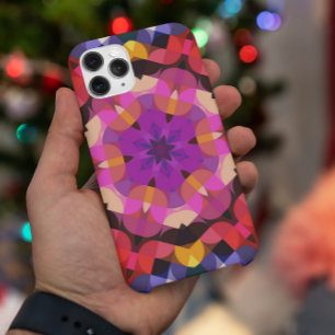 Retro Mandala Flower Purple Pink and Yellow iPhone 11 Case