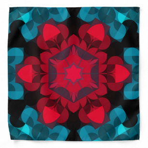 Retro Mandala Flower Red and Blue Bandana