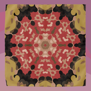 Retro Mandala Flower Red and Brown Bandana