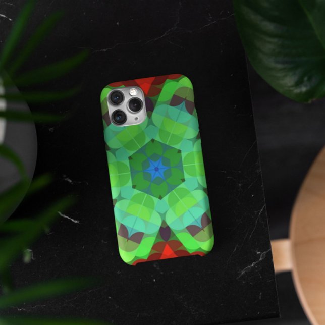 Retro Mandala Flower Red and Green Case-Mate iPhone Case (Creator Uploaded)