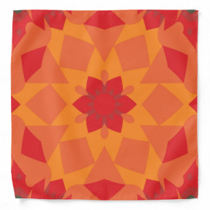 Retro Mandala Flower Red and Orange Bandana