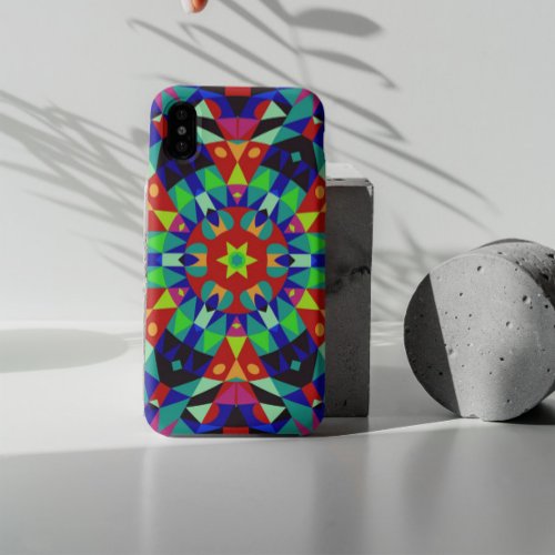 Retro Mandala Flower Red Green and Blue iPhone 11 Case