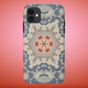 Retro Mandala Flower Tan Blue and Orange iPhone 11 Case