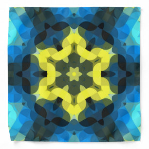 Retro Mandala Flower Yellow and Blue Bandana