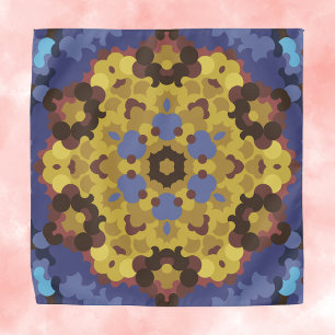Retro Mandala Flower Yellow and Blue Bandana