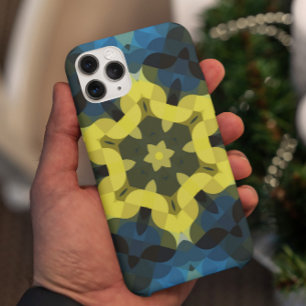 Retro Mandala Flower Yellow and Blue iPhone 11 Case