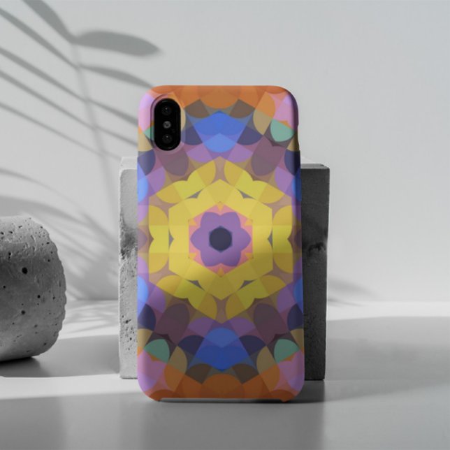 Retro Mandala Flower Yellow Blue and Orange Case-Mate iPhone Case (Creator Uploaded)