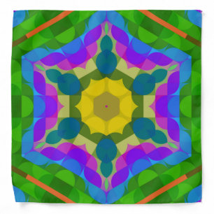 Retro Mandala Flower Yellow Blue and Purple Bandana