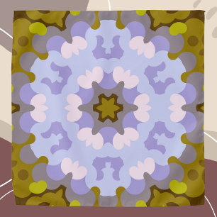 Retro Mandala Flower Yellow Blue and Purple Bandana