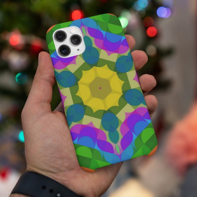 Retro Mandala Flower Yellow Blue and Purple Case-Mate iPhone Case (Creator Uploaded)