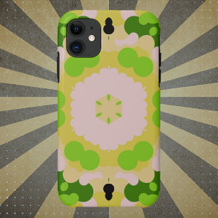 Retro Mandala Flower Yellow Green and White iPhone 11 Case