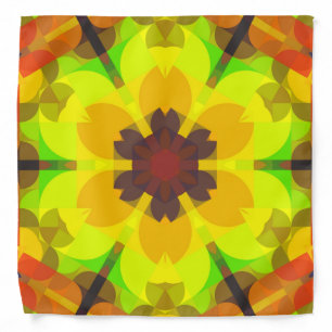 Retro Mandala Flower Yellow Orange and Green Bandana