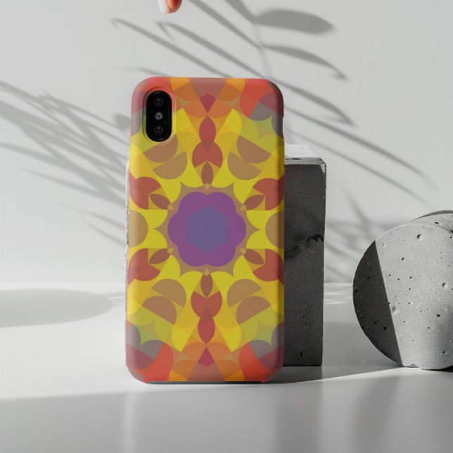 Retro Mandala Flower Yellow Orange and Purple Case-Mate iPhone Case (Creator Uploaded)