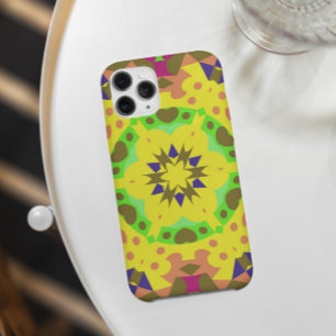 Retro Mandala Flower Yellow Orange Green and Pink iPhone 11 Case