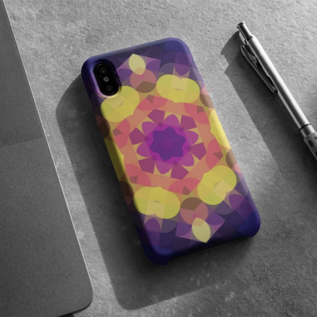 Retro Mandala Flower Yellow Pink and Purple Case-Mate iPhone Case (Creator Uploaded)