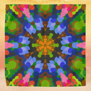 Retro Mandala Green Blue and Pink Bandana