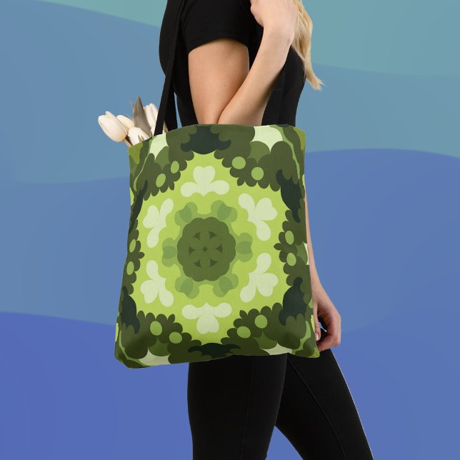 Retro Mandala Green Tote Bag (Creator Uploaded)