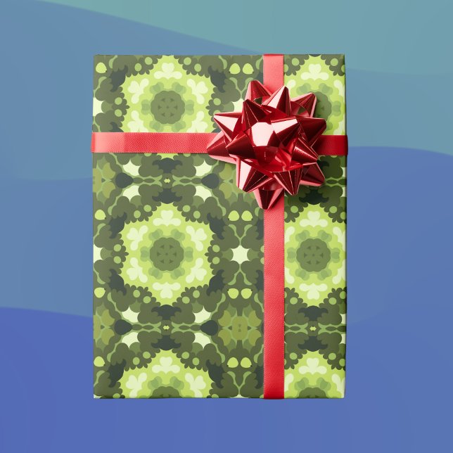 Retro Mandala Green Wrapping Paper (Creator Uploaded)