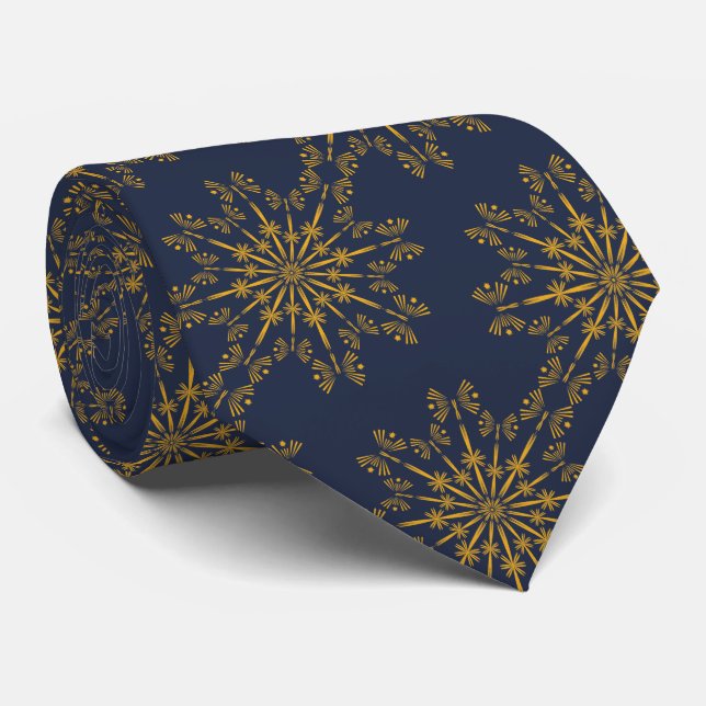 Retro Mandala Midnight Neck Tie (Rolled)