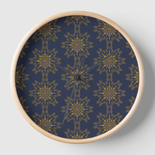 Retro Mandala Midnight Wood Framed Clock