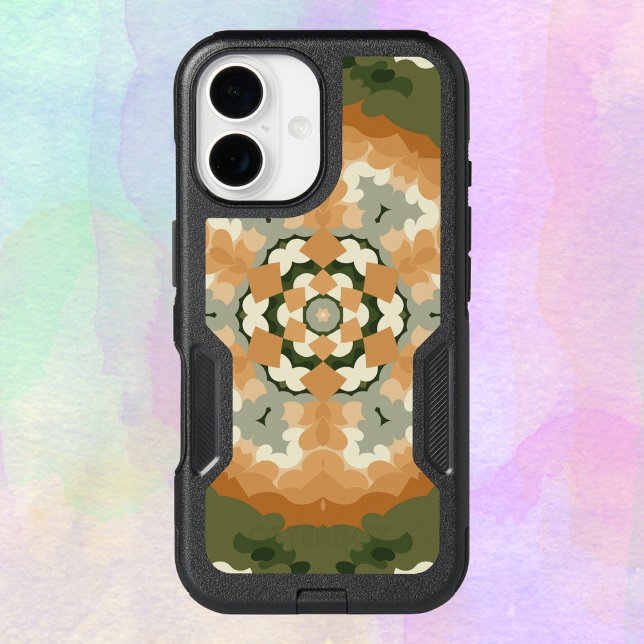 Retro Mandala Orange Green and White Otterbox iPhone Case (Creator Uploaded)