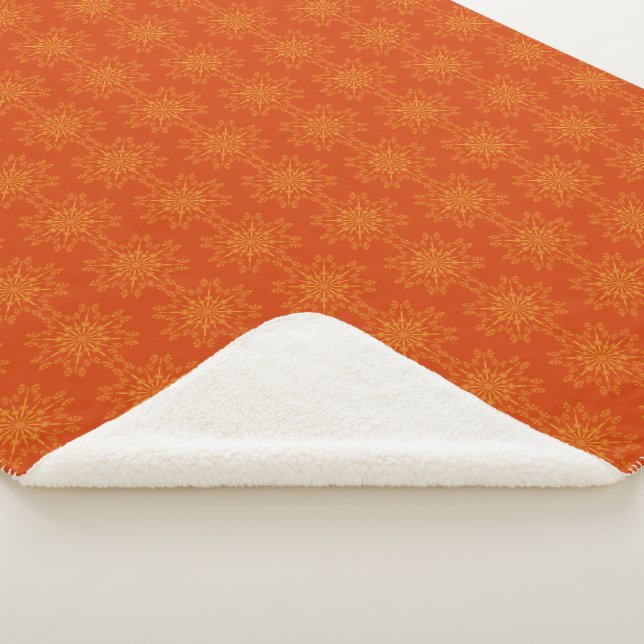 Retro Mandala Papaya Sherpa Blanket (3 Sizes) (3/4)