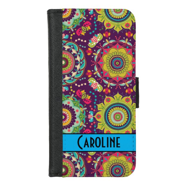 Retro Mandala Pattern iPhone Wallet Case (Front)