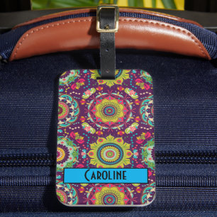 Retro Mandala Pattern Luggage Tag