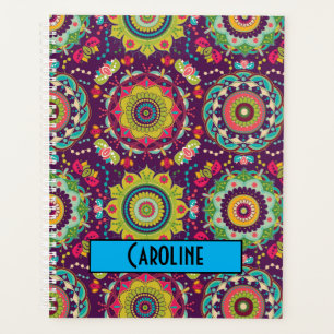 Retro Mandala Pattern Personalized Planner