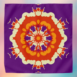 Retro Mandala Purple Red and Orange Bandana