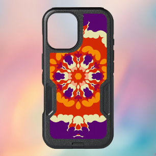 Retro Mandala Purple Red and Orange iPhone 16 Case