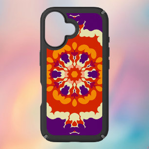 Retro Mandala Purple Red and Orange iPhone 16 Case