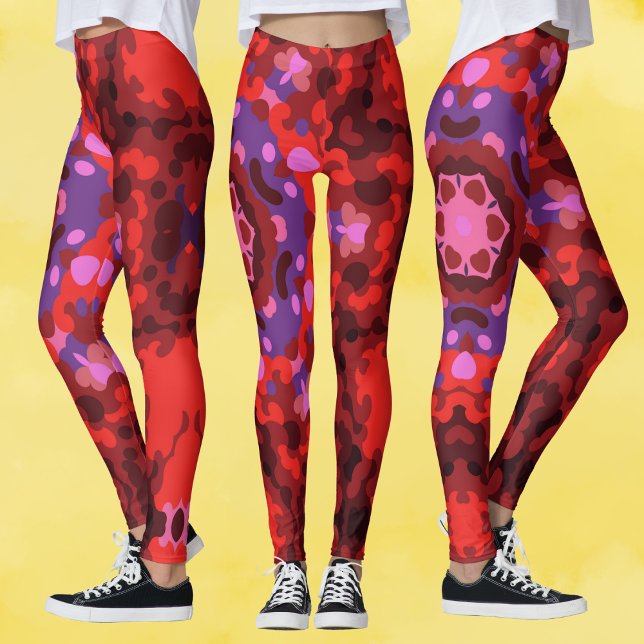 Retro Mandala Red and Purple Leggings (Creator Uploaded)