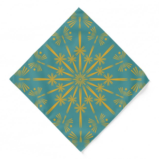 Retro Mandala Teal Bandana (2 Sizes) (Front)