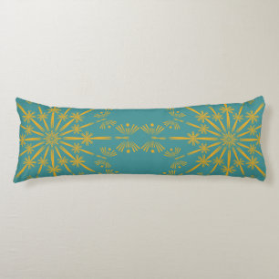 Retro Mandala Teal Body Pillow