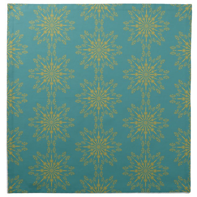 Retro Mandala Teal Cloth Napkins  (Front)
