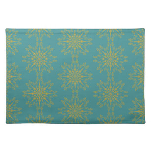 Retro Mandala Teal Cloth Placemat