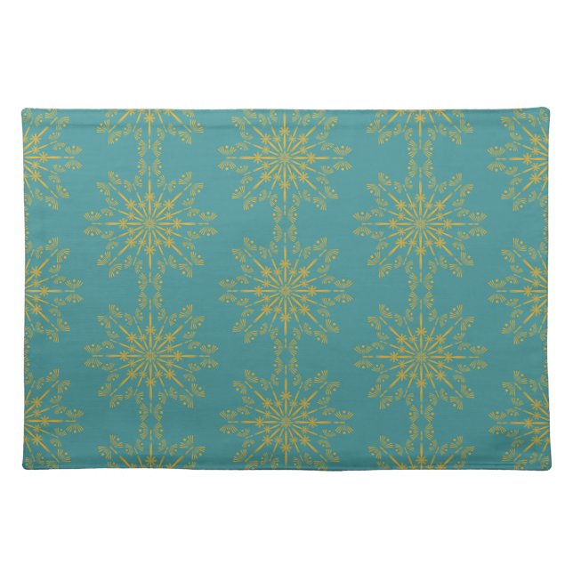 Retro Mandala Teal Cloth Placemat (Front)