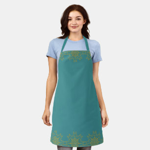 Retro Mandala Teal Medium Apron