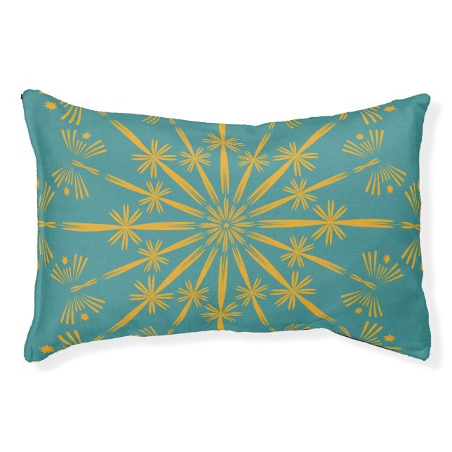 Retro Mandala Teal Pet Bed (2 Sizes) (Front)
