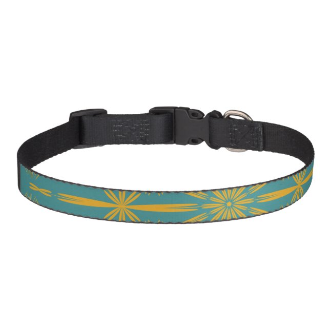 Retro Mandala Teal Pet Collar (3 Sizes) (Front)