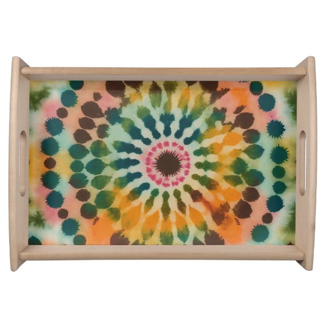 Retro Mandala Tie Dye Serving Tray (Front)